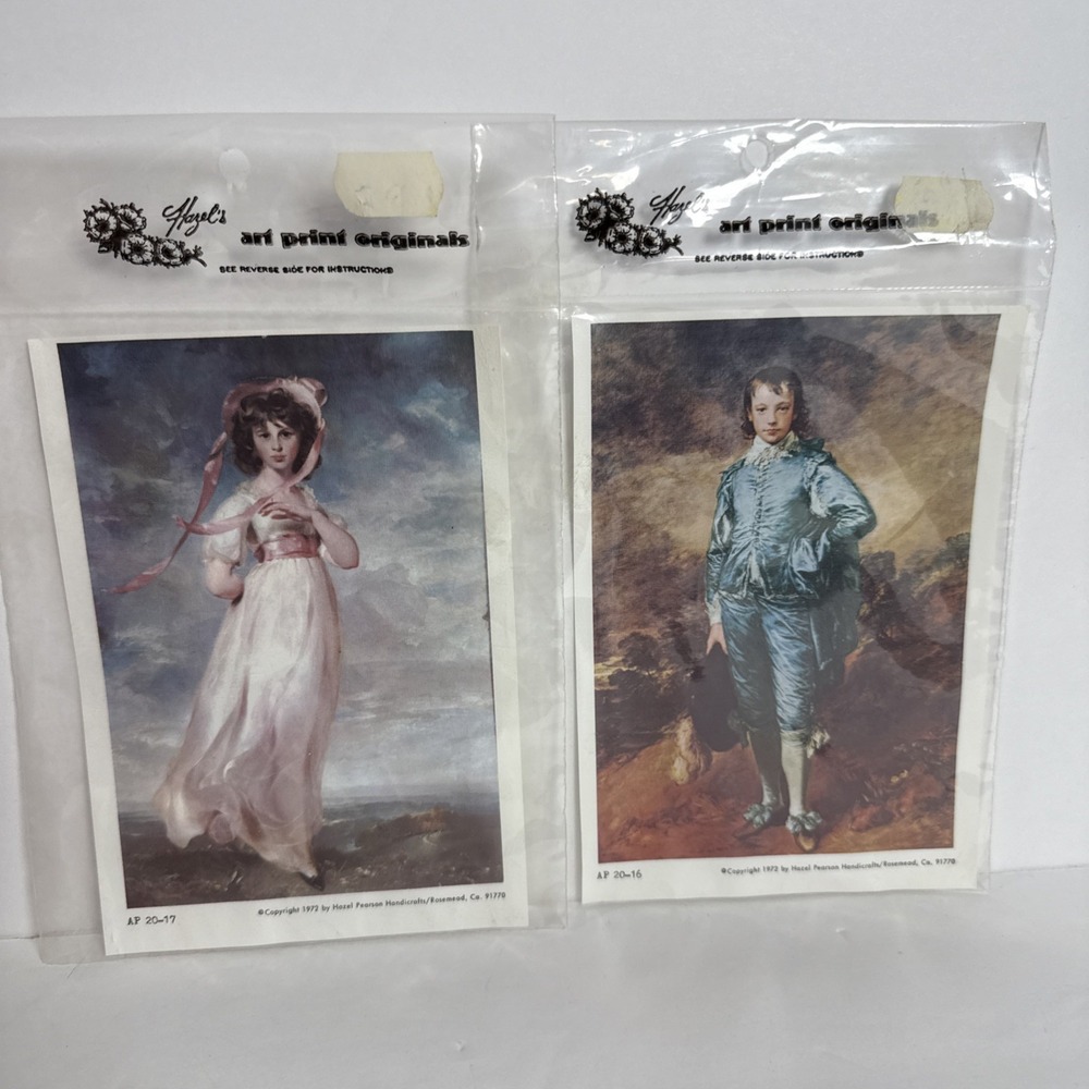 Vintage Blue‎ Boy & Pinky Prints 1972 Sealed From Art Print Originals 6.5x4.5 In